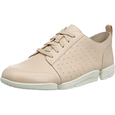 Beige Rötliches Leder Rötliches Leder Damen-sneaker Mit Triamelia-kanten Clarks