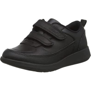 Black Clarks Boy's Scape Flare T Wide Fit Schuluniformschuhe