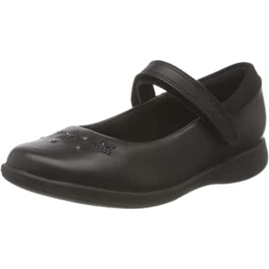 Black Clarks Mädchens Etch Bright T Wide Fit Schuluniformschuhe