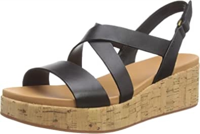 Black Clarks Kimmei Kork Keilsandale Für Damen
