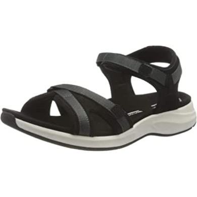 Schwarz Dunkelgrau Wildleder Clarks Solan Drift Flache Damensandale