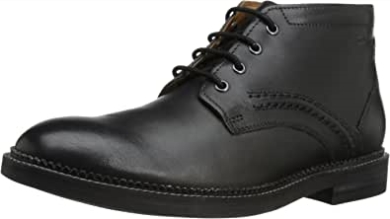 Schwarzes Leder Clarks Bushwick Mid Chukka-stiefel Für Herren