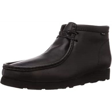Schwarze Leder Clarks Originals Wallabee Gtx Kleid Schuhe