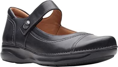Schwarzes Leder Clarks Appley Walk Damen Mary Jane