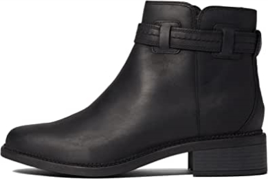 Schwarzes Leder Clarks Maye Ease Ankle Boot Für Damen