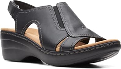Keilsandale Im Merliah-stil Von Clarks Aus Schwarzem Leder Für Damen