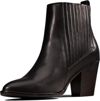 Schwarze Leder Clarks West Lo Stiefel Für Damen