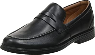 Schwarzes Leder Herren Un Aldric Step Loafer Clarks