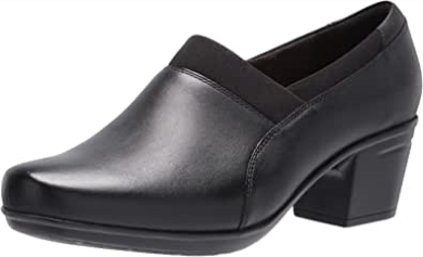 Schwarz Leder Textil Kombi Damen Emslie Summit Loafer Clarks