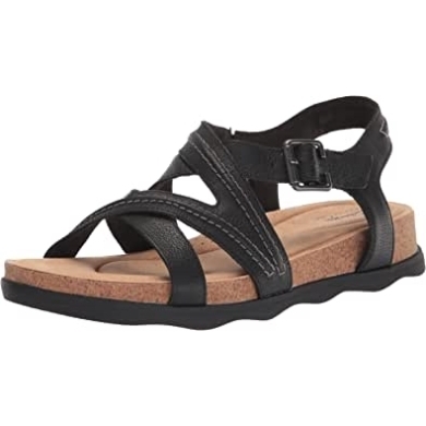 Brynn Ave Flache Damensandale Aus Schwarzem Leder Clarks