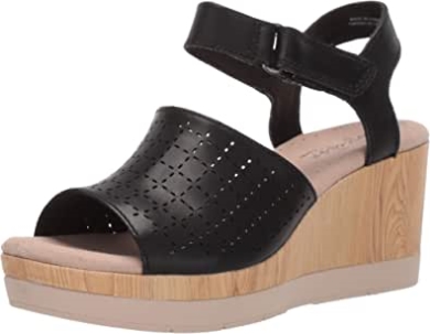 Cammy Glory Keilsandale Aus Schwarzem Leder Für Damen Clarks