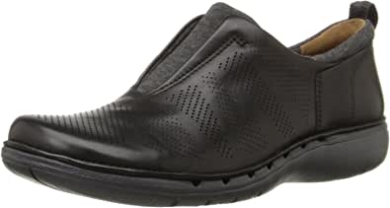 Schwarzes Leder Damen Un Spirit Slip-on Loafer Clarks