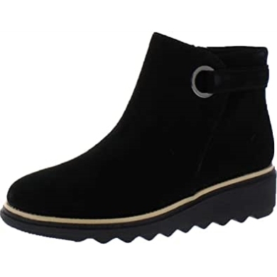 Schwarzes Wildleder Clarks Sharon Spring Damen-ledermodestiefel Mit Geschlossener Spitze