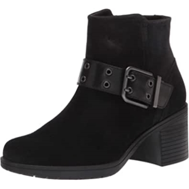 Schwarze Wildlederkombi Clarks Hollis Star Ankle Boot Für Damen