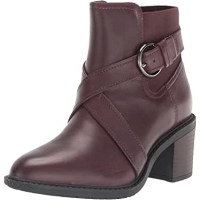 Burgund Leder Clarks Szene Riemen Stiefelette Für Damen