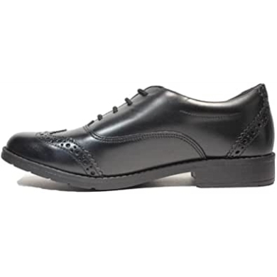 Clarks Black Aubrie Tap Jugendschwarzes Leder Mädchen Brogue Schulschuhe