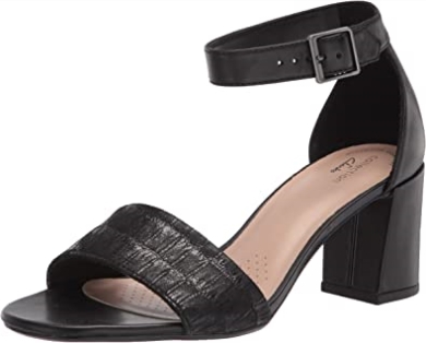 Clarks Jocelynne Cam-sandale Aus Schwarzem Lederkombi Für Damen Mit Absatz