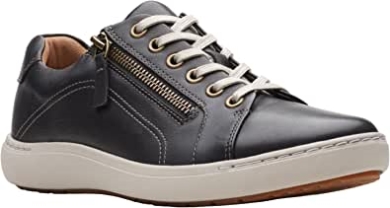 Clarks Nalle Lace Sneaker Aus Schwarzem Leder Für Damen