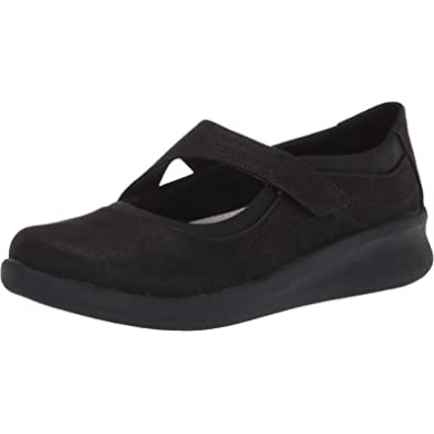 Clarks Sillian 20 Joy Mary Jane Flat Aus Schwarzem Synthetik Für Damen