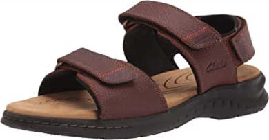 Clarks Braune Hapford Creek Herrensandale Aus Getrommeltem Leder