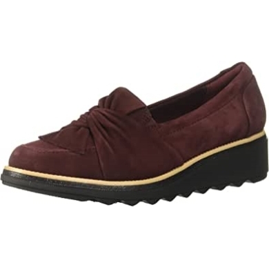 Clarks Sharon Dasher Loafer Aus Weinrotem Wildleder Für Damen