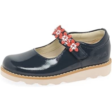 Clarks Crown Petal Kleinkinder Waxy Lederschuhe Navy