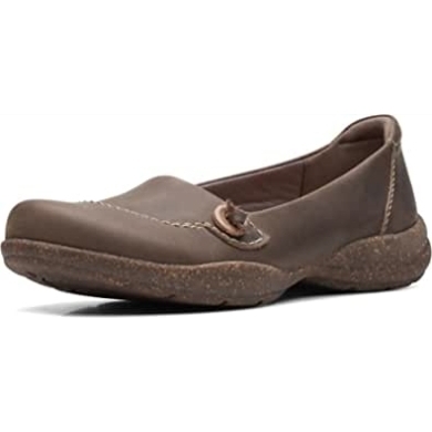 Clarks Roseville Sky Loafer Aus Dunklem Taupefarbenem Leder Für Damen