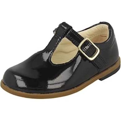 Clarks Drawn Shine Lederschuhe Für Kleinkinder Schwarz Schwarz
