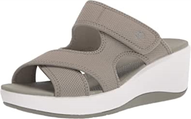 Clarks Dusty Olive Textil Damen Step Cali Reef Pantolette Sandale