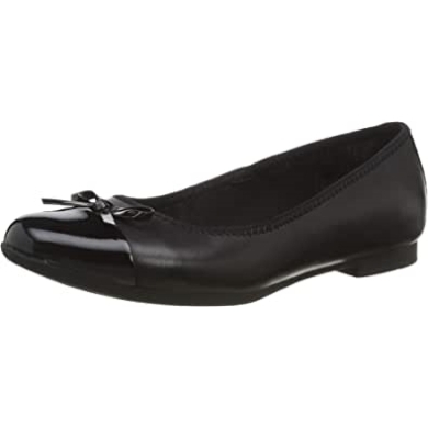 Clarks Scala Bloom Y Ballerinas Aus Schwarzem Leder Für Mädchen