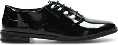 Clarks Mädchen Schnürschuhe Brogue Schulschuhe Gezeichnet Stern Schwarzes Lackleder
