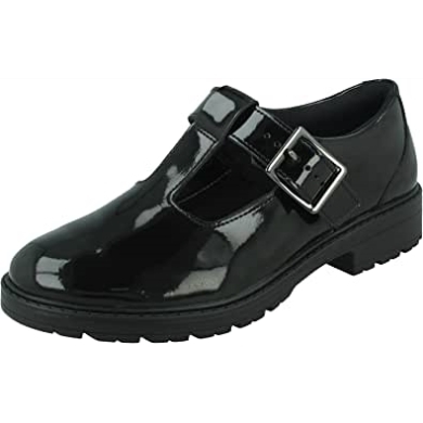 Clarks Loxham Shine Jugendliche Lackschuhe Schwarz