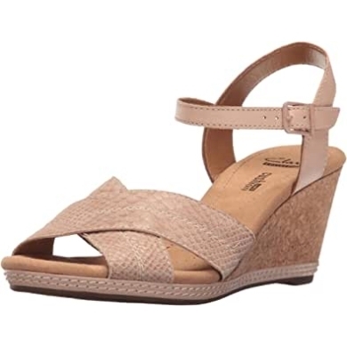 Clarks Helio Latitude Keilsandale Aus Nacktem Leder Für Damen
