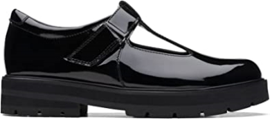 Clarks Prague Brill Jugendlederschuhe Schwarz Lack