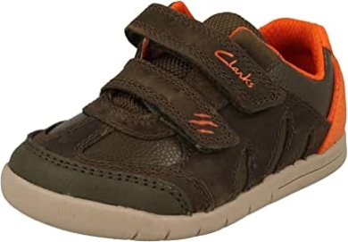 Clarks Rex Play Kleinkind Khaki Grünes Leder Kinderschuhe Mit Reißband 6 G Khaki Leder