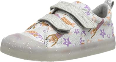 Clarks Silber Canvas Baby Mädchen Foxing Print T Sneaker Kind