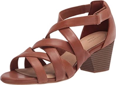 Clarks Lorene Pop Heelsandale Aus Hellbraunem Leder Für Damen