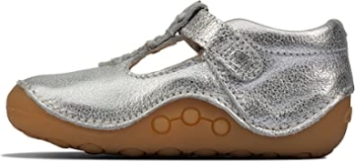 Clarks Ti Ny F Untere Kleinkind Silber Leder Mädchen Pre Walker Schuhe Silber