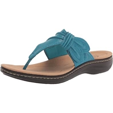 Clarks Laurieann Rae Flache Sandale Aus Türkisem Textil Für Damen