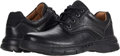 Clarks Un Brawley Pace, Schwarzes, Getrommeltes Leder