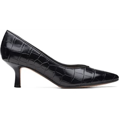 Clarks Violett 55 Court Schwarz Krokoleder Damenpumps