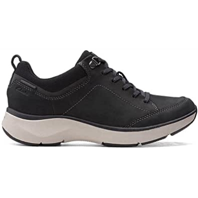 Clarks Wave 2 Lace Tex Schwarze Nubuk-wanderschuhe Für Damen