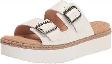Clarks Lana Beach Slide Sandale Aus Weißem Leder Für Damen