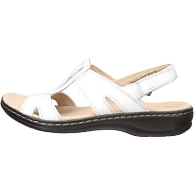 Clarks Leisa Skip Flache Sandale Aus Weißem Leder Für Damen