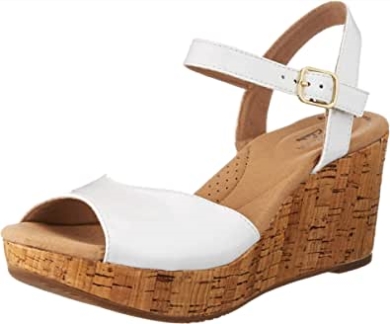 Clarks Annadel Mystic Damen-sandale Aus Weißem Lackleder Mit Absatz