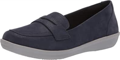 Clarks Ayla Form Loafer Für Damen Navy Synthetisches Nubukleder