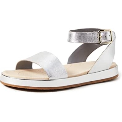 Clarks Botanic Poppy Riemchensandalen Für Damen Silber Silber Leder