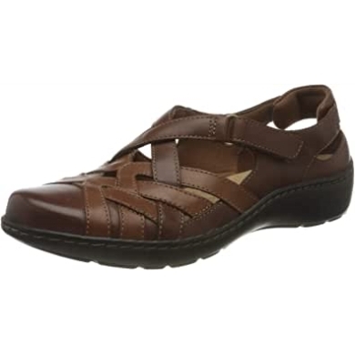 Clarks Cora Dream Loafer Damen Flach Tan Lederkombination