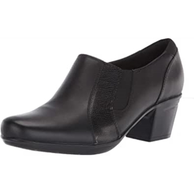 Clarks Emslie Chelsea Loafer Damen Schwarz Leder Synthetik Lizard