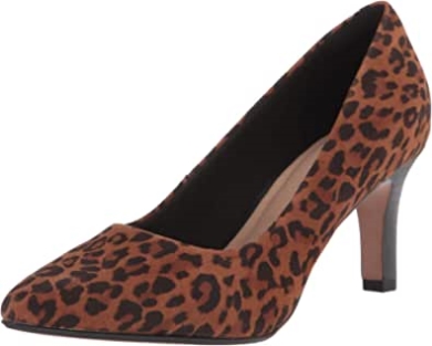 Clarks Illeana Tulip Pumps Für Damen, Dunkelbraunes Wildleder Mit Leopardenmuster